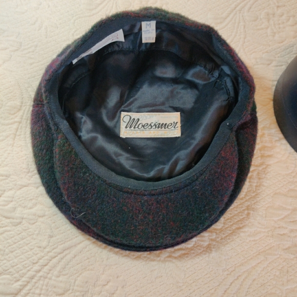 Moessmer Mohair And Wool Burgundy / Black Newsboy Cap Made In Italy - Picture 6 of 11